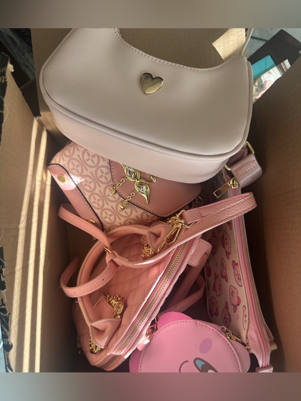 Cute Pink Mini Bag Bundle Kirby Crossbody + Swan Bag + Medsize dome bag